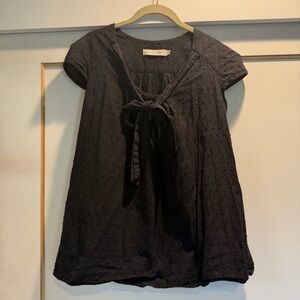 Sunhee Moon (SF) Black Tie-Neck Swiss Dot Women’s Top